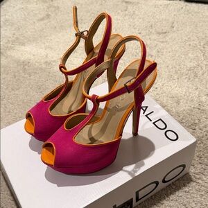 Aldo Vibrant Pink and Orange Heels